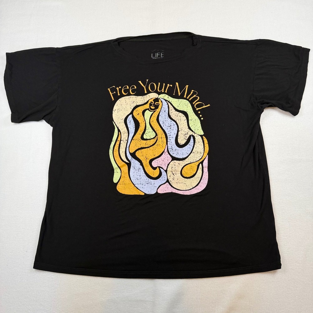 Life Clothing Co Free Your Mind Graphic Tee Black Rayon Spandex Size Medium
